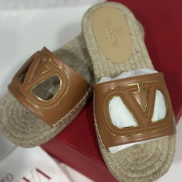 Valentino Garavani Tan Espadrille Sandals - Picture 2 of 4